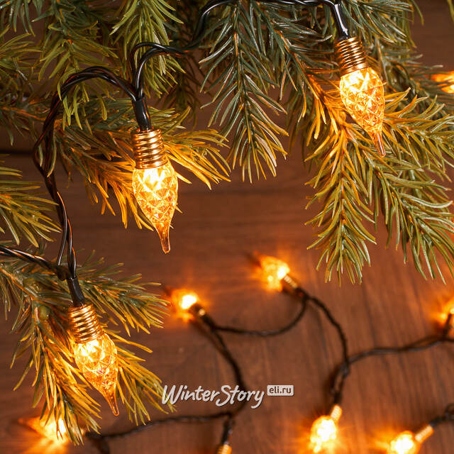 Светодиодная гирлянда Vintage Lights 24 м, 240 теплых белых LED ламп, зеленый ПВХ, контроллер, таймер, IP20 Kaemingk