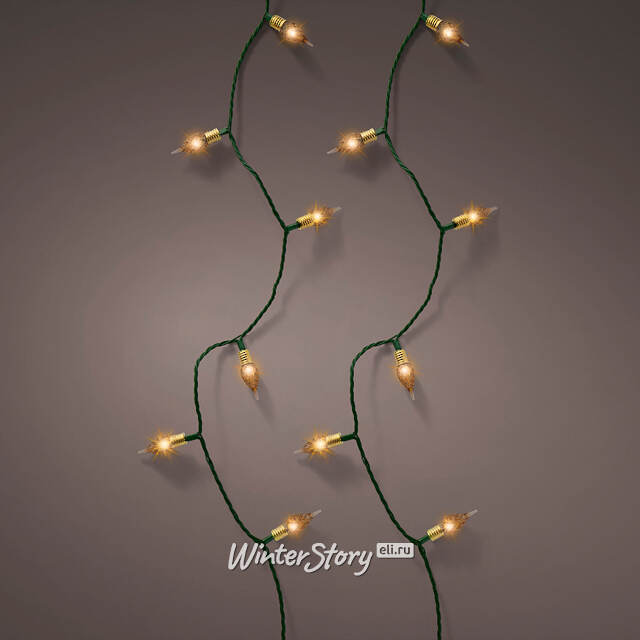 Светодиодная гирлянда Vintage Lights 24 м, 240 теплых белых LED ламп, зеленый ПВХ, контроллер, таймер, IP20 Kaemingk