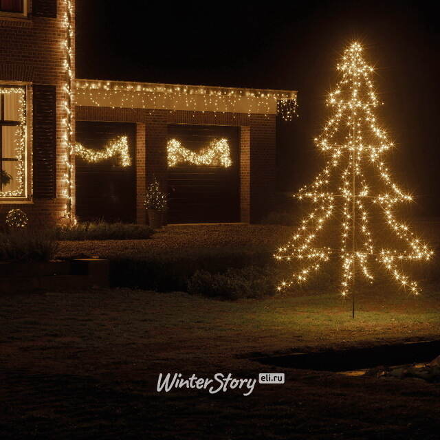 Светодиодная фигура Елка Лучиа 3 м, 600 теплых белых LED ламп, контроллер, IP44 Kaemingk