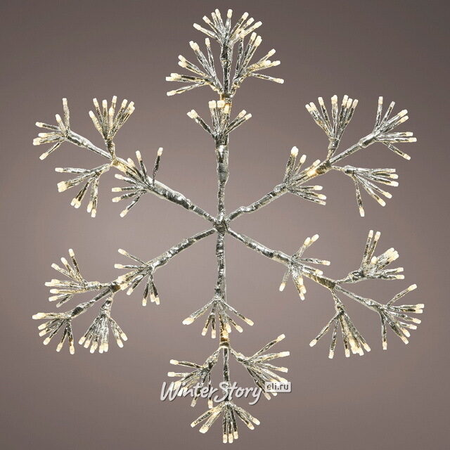 Светодиодная снежинка Lausanne Silver 108 см, 480 теплых белых LED ламп с мерцанием, IP44 Kaemingk