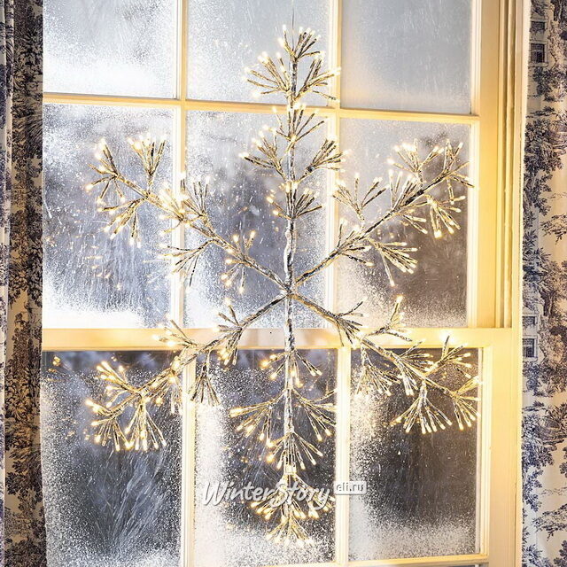 Светодиодная снежинка Lausanne Silver 78 см, 336 теплых белых LED лампы с мерцанием, IP44 Kaemingk