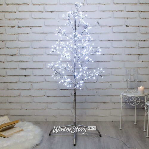 Светодиодное дерево Lausanne Silver 108 см, 230 холодных белых LED ламп с мерцанием, IP44 Kaemingk