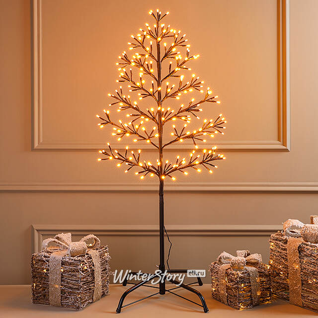 Светодиодное дерево Lausanne Black 108 см, 230 экстра теплых белых LED ламп с мерцанием, IP44 Kaemingk