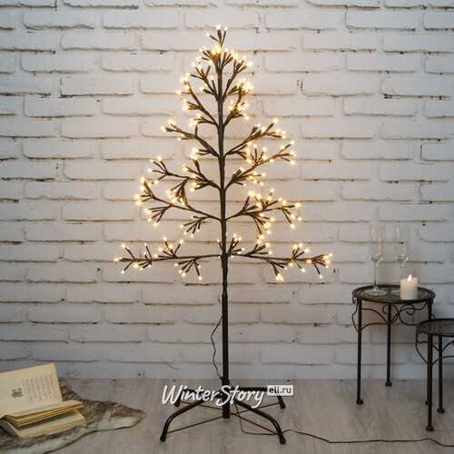 Светодиодное дерево Lausanne Black 108 см, 230 экстра теплых белых LED ламп с мерцанием, IP44 Kaemingk