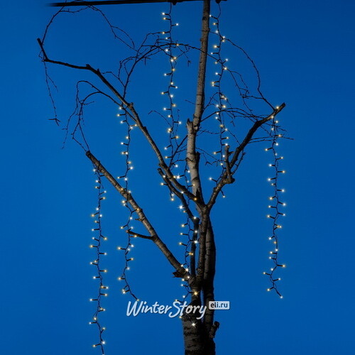 Гирлянда на дерево Каскад 80 см*6 шт, 192 теплые/экстра теплые LED лампы, черный ПВХ, IP44 Kaemingk