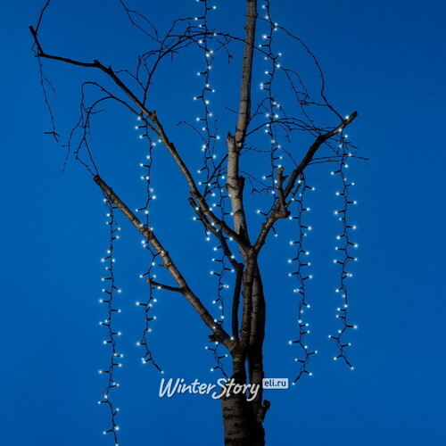 Гирлянда на дерево Каскад 80 см*18 шт, 576 холодных белых LED ламп, черный ПВХ, IP44 Kaemingk