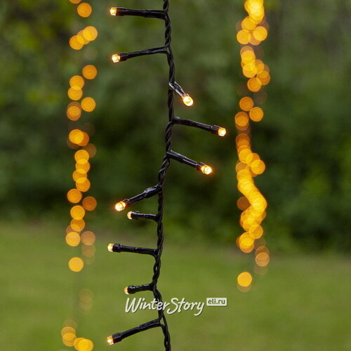 Гирлянда на дерево Каскад 80 см*6 шт, 192 теплые/экстра теплые LED лампы, черный ПВХ, IP44 Kaemingk