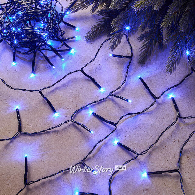 Светодиодная гирлянда нить Объемная 120 синих LED ламп 9 м, черный ПВХ, контроллер, IP44 Kaemingk
