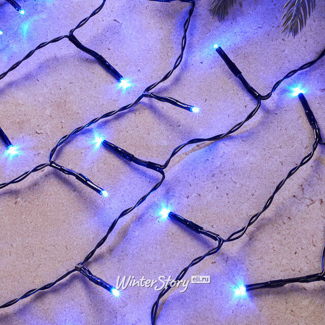 Светодиодная гирлянда нить Объемная 120 синих LED ламп 9 м, черный ПВХ, контроллер, IP44 Kaemingk