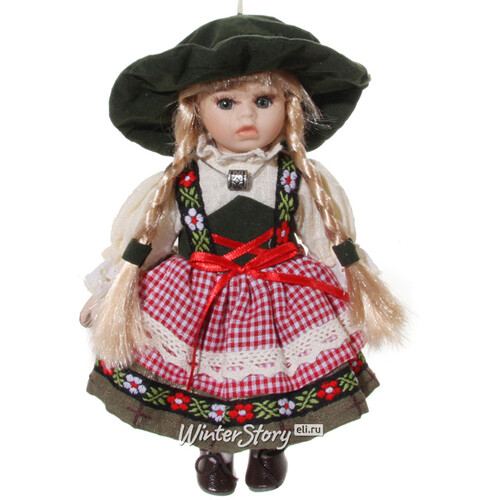 Фарфоровая елочная игрушка Кукла Вильгельмина 20 см, подвеска ShiShi