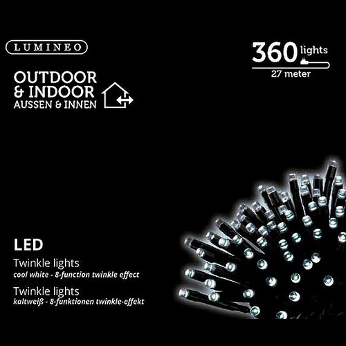Светодиодная гирлянда нить Объемная 360 холодных белых LED ламп 27 м, черный ПВХ, контроллер, IP44 Kaemingk