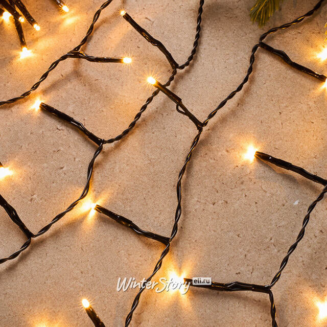 Светодиодная гирлянда нить Объемная 120 теплых белых LED ламп 9 м, черный ПВХ, контроллер, IP44 Kaemingk (Кейминг)