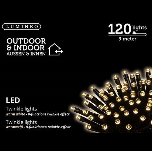 Светодиодная гирлянда нить Объемная 120 теплых белых LED ламп 9 м, черный ПВХ, контроллер, IP44 Kaemingk
