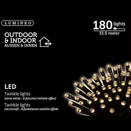 Светодиодная гирлянда нить Объемная 180 теплых белых LED ламп 13.5 м, черный ПВХ, контроллер, IP44 Kaemingk