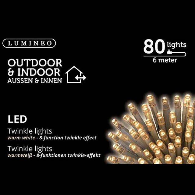 Светодиодная гирлянда нить Объемная 80 теплых белых LED ламп 6 м, прозрачный ПВХ, контроллер, IP44 Kaemingk