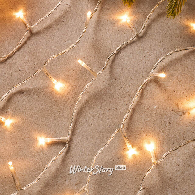 Светодиодная гирлянда нить Объемная 240 теплых белых LED ламп 18 м, прозрачный ПВХ, контроллер, IP44 Kaemingk