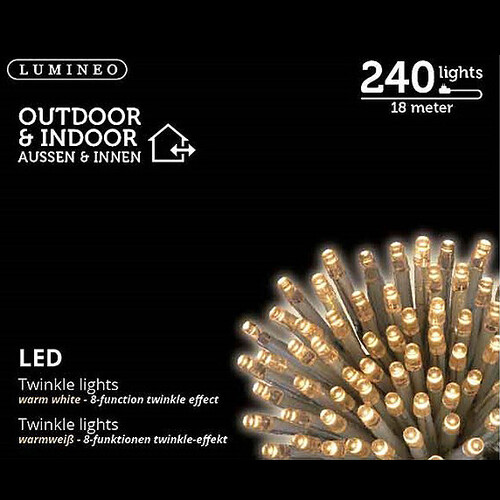 Светодиодная гирлянда Объемная 18 м, 240 теплых белых LED ламп, прозрачный ПВХ, контроллер Kaemingk