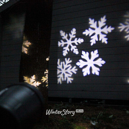 Новогодний уличный светильник Снежинки, холодный белый свет, 16 м2, IP44 Kaemingk