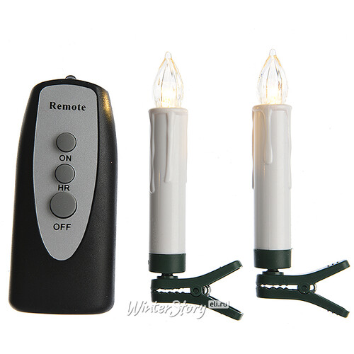 Гирлянда Cвечи на пульте 10 свечей на клипсах, 10 см, таймер, IP20 Kaemingk