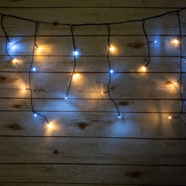 Светодиодная гирлянда Бахрома 7.5*0.5 м, 175 теплых/холодных белых LED ламп, контроллер, черный ПВХ, IP44 Kaemingk (Кейминг)