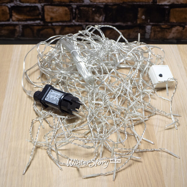 Светодиодная гирлянда Бахрома 7.5*0.5 м, 175 холодных белых/синих LED ламп, контроллер, белый ПВХ, IP44 Kaemingk