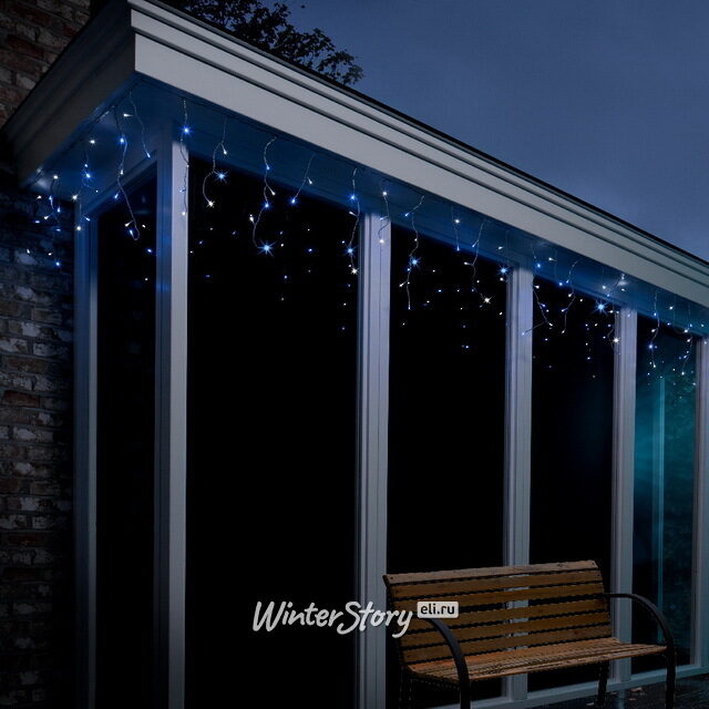 Светодиодная гирлянда Бахрома 7.5*0.5 м, 175 холодных белых/синих LED ламп, контроллер, белый ПВХ, IP44 Kaemingk