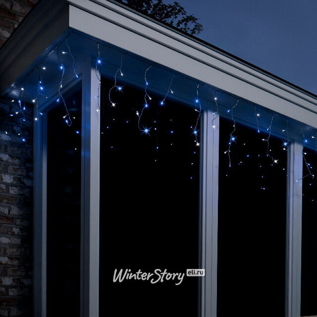 Светодиодная гирлянда Бахрома 7.5*0.5 м, 175 холодных белых/синих LED ламп, контроллер, белый ПВХ, IP44 Kaemingk