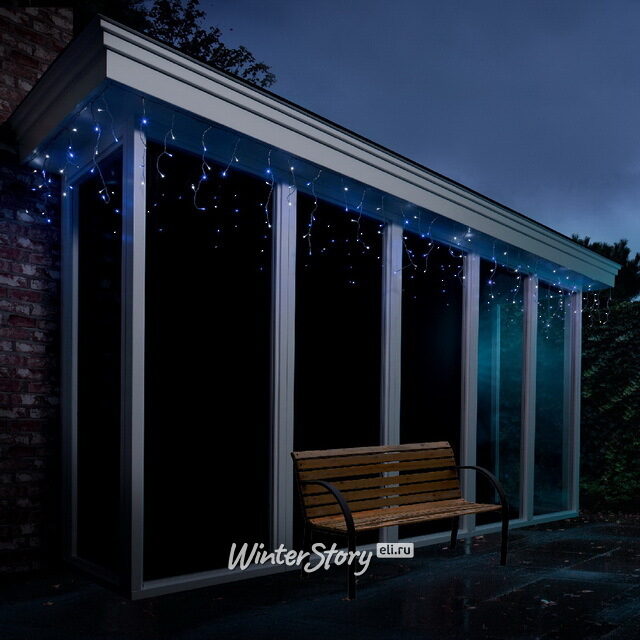 Светодиодная гирлянда Бахрома 7.5*0.5 м, 175 холодных белых/синих LED ламп, контроллер, белый ПВХ, IP44 Kaemingk