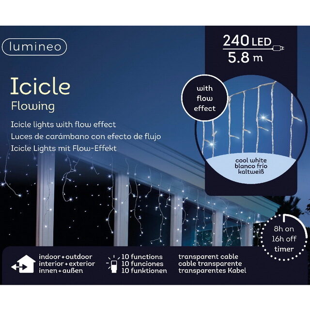 Светодиодная гирлянда Бахрома Водопад 5.8*0.7 м, 240 холодных белых LED ламп, контроллер, прозрачный ПВХ, IP44 Kaemingk (Кейминг)