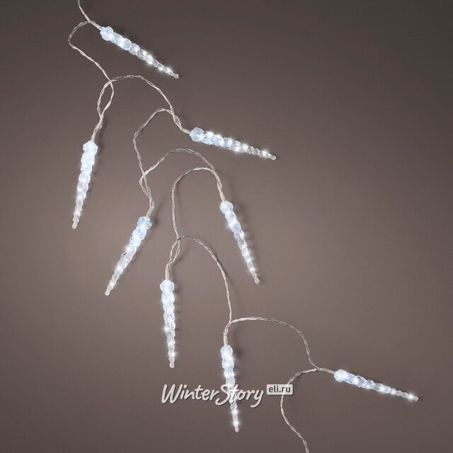 Светодиодная гирлянда Ледяные сосульки 24 холодных белых LED ламп 4.6 м, прозрачный ПВХ, контроллер, IP44 Kaemingk