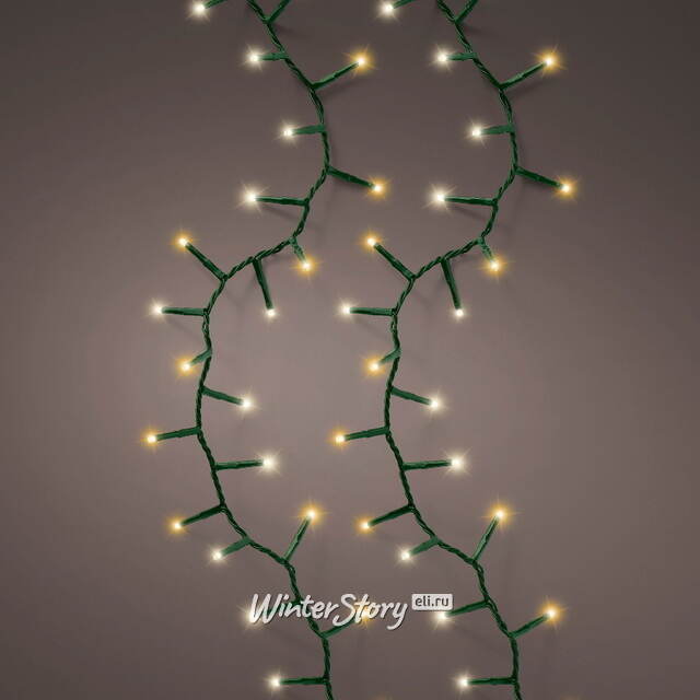 Светодиодная гирлянда нить Lumineo Snake 7.5 м, 350 теплых/экстра теплых белых LED ламп, зеленый ПВХ, диммер, таймер, IP44 Kaemingk (Кейминг)