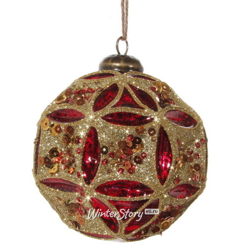 Винтажный елочный шар Зимний Карнавал 10 см, стекло ShiShi
