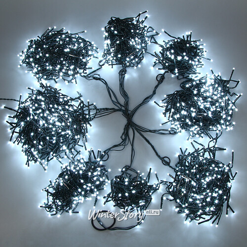 Ярусная гирлянда на елку 240 см Easy Light - Cluster, 1752 холодные белые LED, зеленый ПВХ, контроллер, IP44 Kaemingk