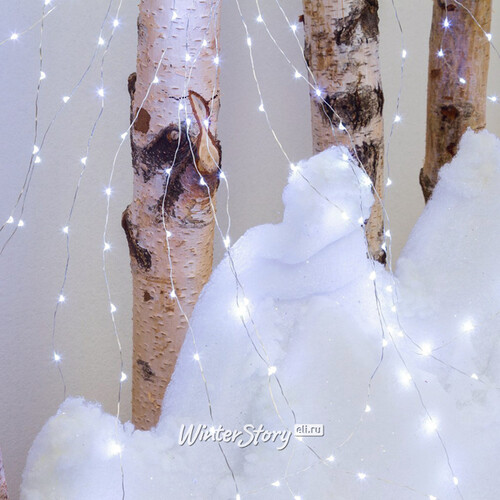 Универсальная гирлянда на елку 150-210 см Лучи Капельки Росы, 10 нитей, 200 холодных белых мини LED ламп, серебряная проволока, IP44 Koopman