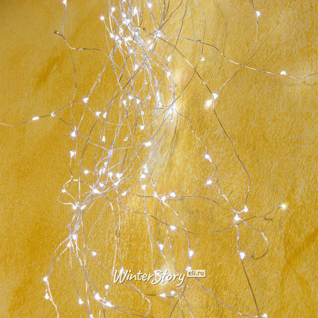 Универсальная гирлянда на елку 150-210 см Лучи Росы, 16 нитей, 672 холодных белых MINILED ламп, серебряная проволока, IP44 Kaemingk