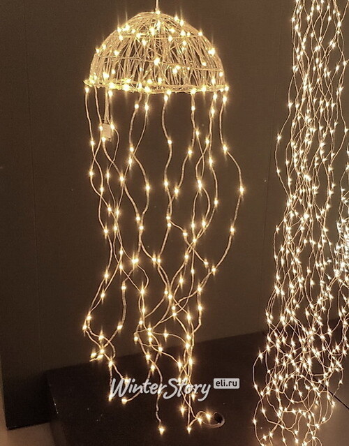Светодиодное украшение Медуза 38*17 см, 80 теплых белых микро LED ламп с мерцанием, серебряная проволока, IP44 Kaemingk
