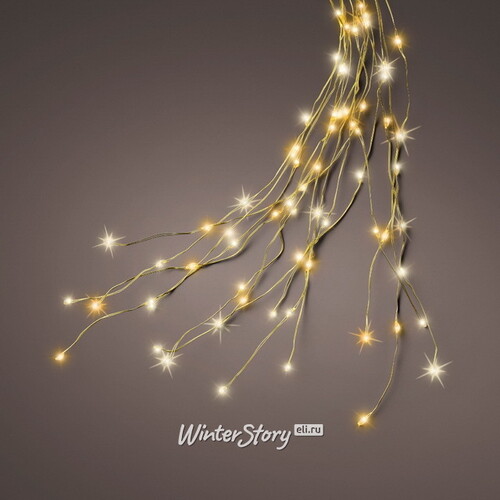 Гирлянда на елку 180 см Лучи Росы, 12 нитей, 408 теплых/экстра теплых белых микро LED ламп с мерцанием, золотая проволока, IP44 Kaemingk