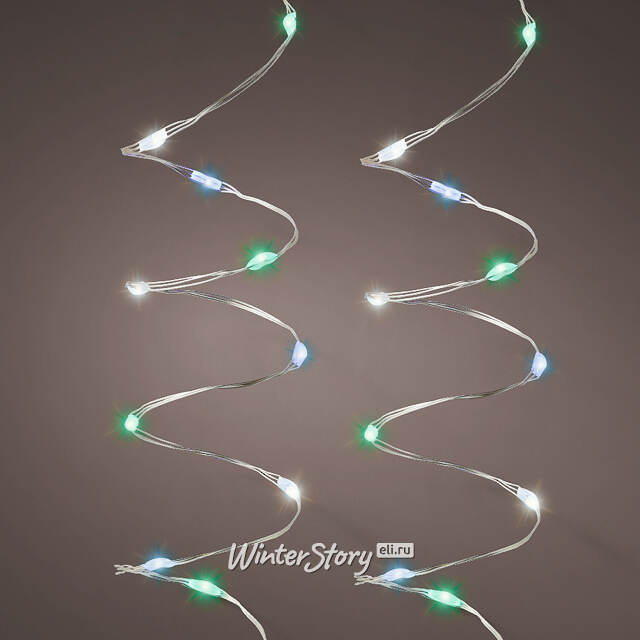 Светодиодная гирлянда Роса Italiano 6 м, 120 зеленых/белых/голубых микро LED, серебряная проволока, контроллер, IP44 Kaemingk