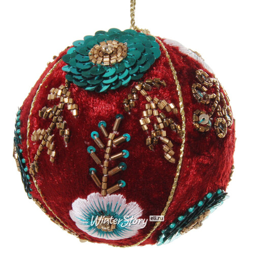 Винтажный елочный шар Цветочный Бархат 9 см ShiShi