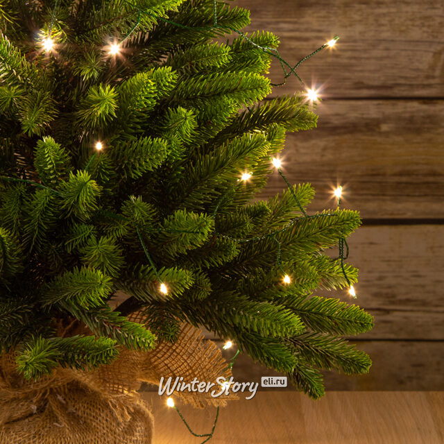 Электрогирлянда Роса Объемная 360 теплых белых мини LED ламп 18 м, зеленая проволока, контроллер, IP44 Kaemingk