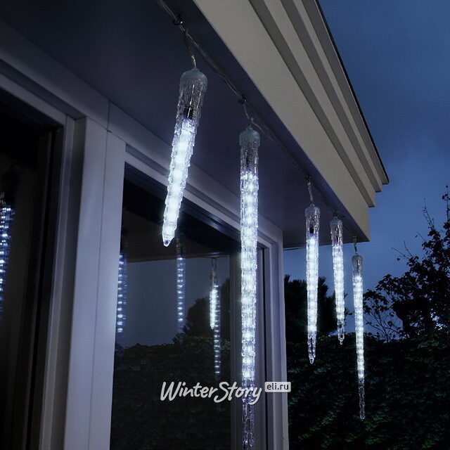 Светодиодная гирлянда Тающие Сосульки 6 шт, 76 холодных белых LED ламп, прозрачный ПВХ, IP44 Kaemingk (Кейминг)