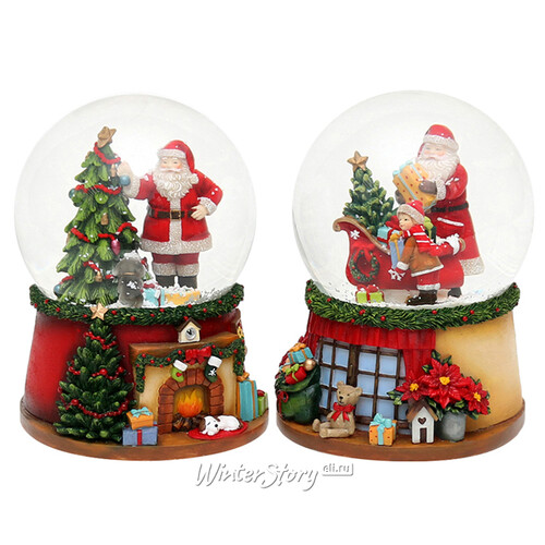 Музыкальный снежный шар Санта Клаус с Елочкой 15*11 см Sigro