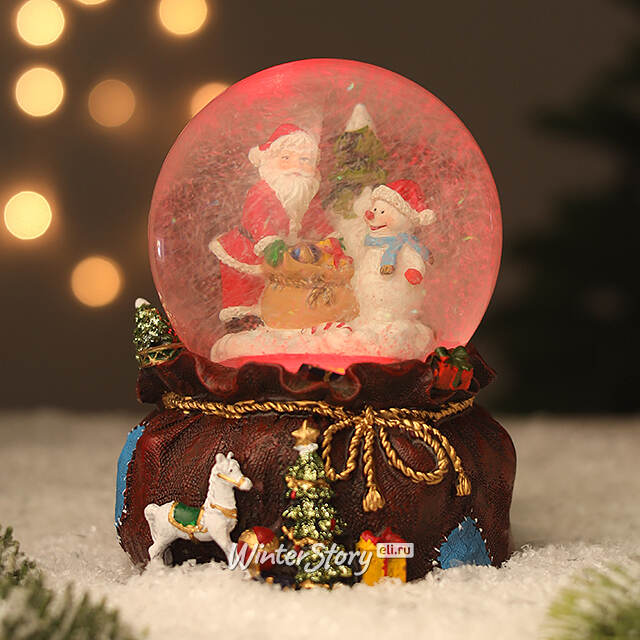Снежный шар музыкальный с подсветкой и метелью Рождественские Подарки 15 см Sigro (Сигро)