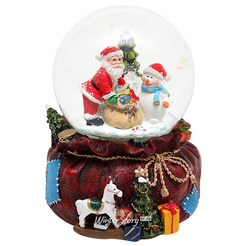 Снежный шар музыкальный с подсветкой и метелью Рождественские Подарки 15 см Sigro