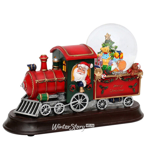 Новогодняя музыкальная композиция со снежным шаром Поезд Санты с Подарками 17*26 см Sigro