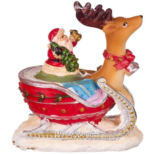 Новогодняя фигурка Рождественские сани с Сантой 9 см Sigro