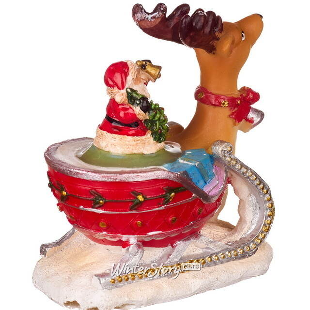 Новогодняя фигурка Рождественские сани с Сантой 9 см Sigro