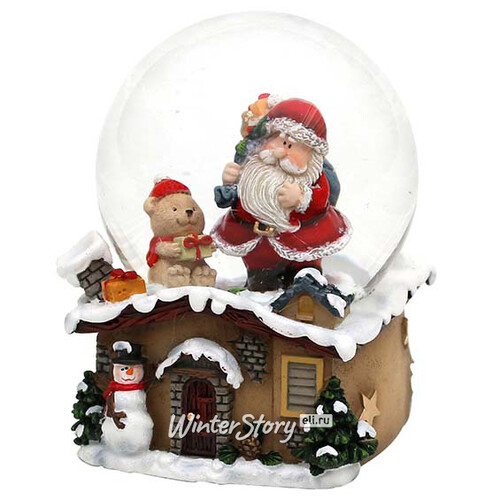 Снежный шар Санта с медвежонком, 9*7 см Sigro