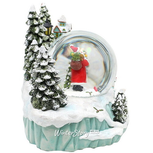 Снежный шар Санта Клаус в Сноувилле 30 см, с подсветкой, музыкой и движением, на батарейках Sigro