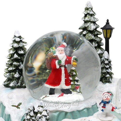 Снежный шар Санта Клаус в Сноувилле 30 см, с подсветкой, музыкой и движением, на батарейках Sigro